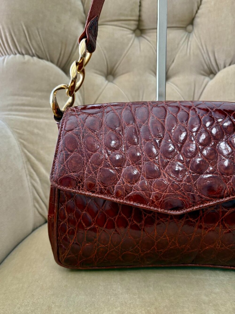 VTG Auth HELENE Italy Genuine Alligator Kelly Shoulder Bag...GORGEOUS!